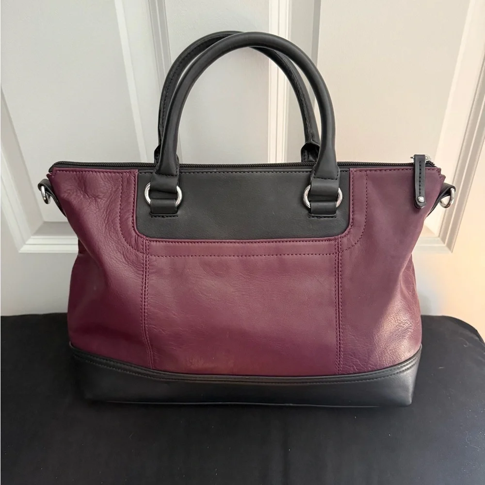 Tignanello | Black & Purple Purse | Silver Hardware | Tassel Detail